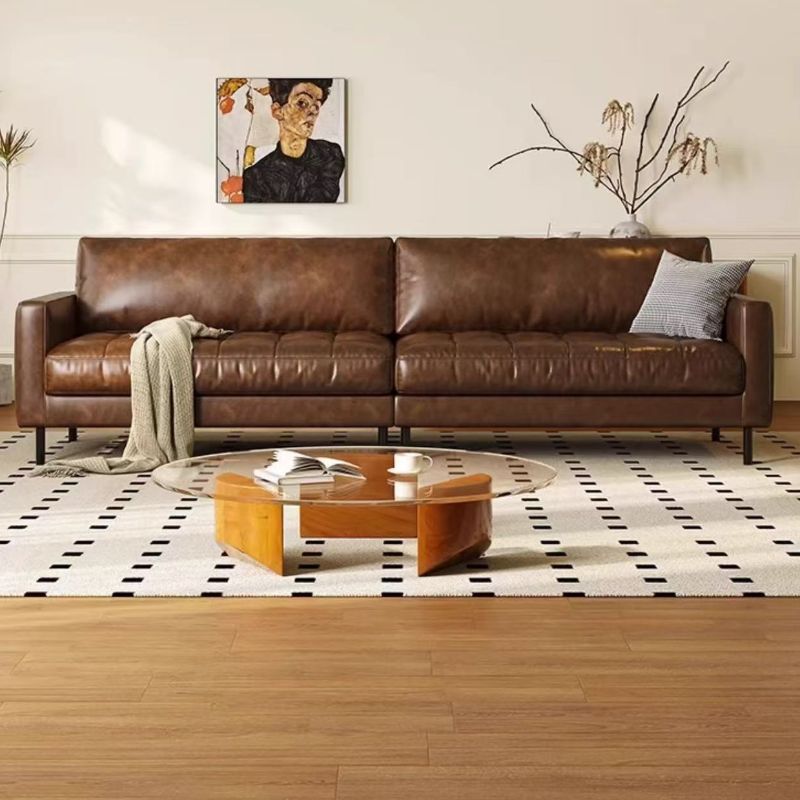 Solid Color Stain Resistant Auburn Sofa/Loveseat/Single Sofa for Seats 3/for 4/2-seater with 1 Pillow in a Modern Simple Style