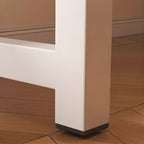 Steel H-Shape Frame L-Shape Warp Resistant White Office Computer Desk with Cable Management and Rounded Corners, Cable Management Included