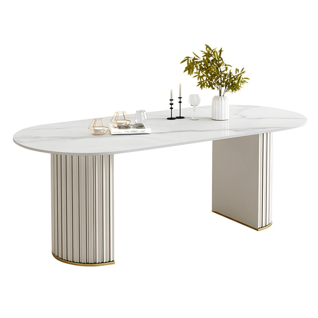 Modern Style Sintered Stone Dining Set Oval 1/2/5/6/7 Pieces Dining Set for Dining Areas