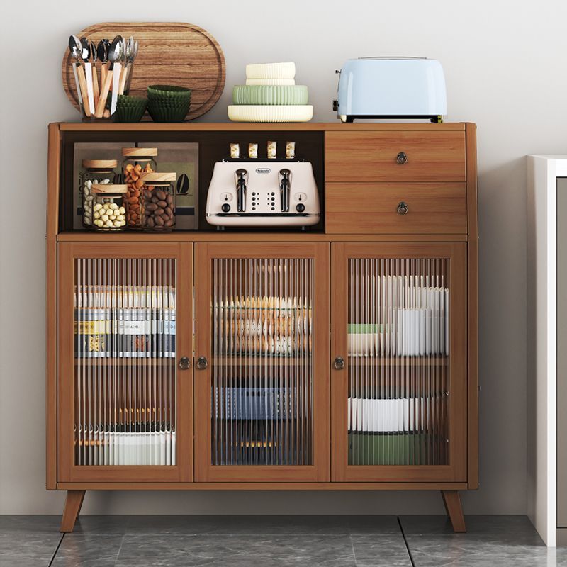 Auburn Modern Simple Style Bamboo Sideboard with 2 Drawers, Narrow Design, 1 Shelf, and 3/2 Doors
