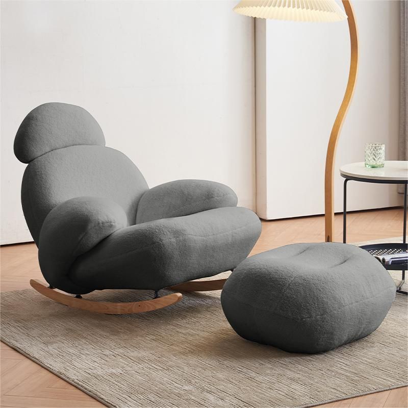 Rocking Chair Couch with Round Arm, Ottoman, Rear Back, Stationary