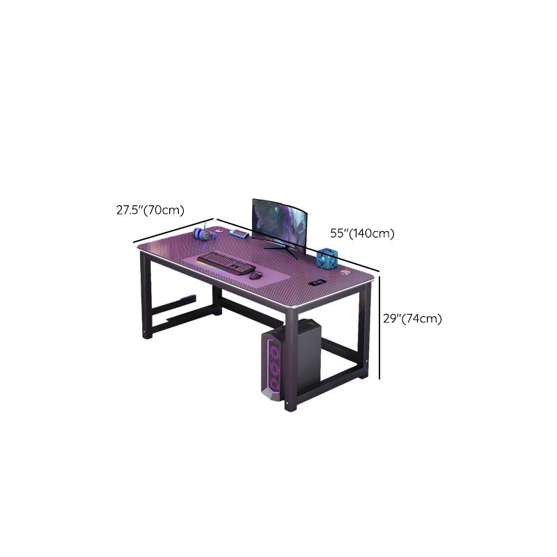 Alloy H-Shape Base Black Rectangle Scratch Resistant Office Computer Desk with Rounded Corners and Cable Management, Cable Management Included