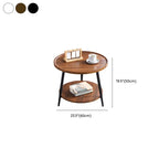 Contemporary Orbicular Chairside Table with Engineered Wood and Three Legs, Featuring Tray Top and Shelf