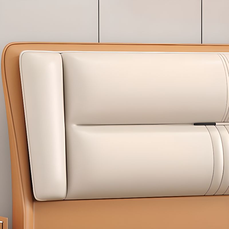 Trendy Wingback Headboard with No Distressing in Natural Wood, Rectangle Shape for Full/Queen Bed with Sponge Upholstery and Standard Height