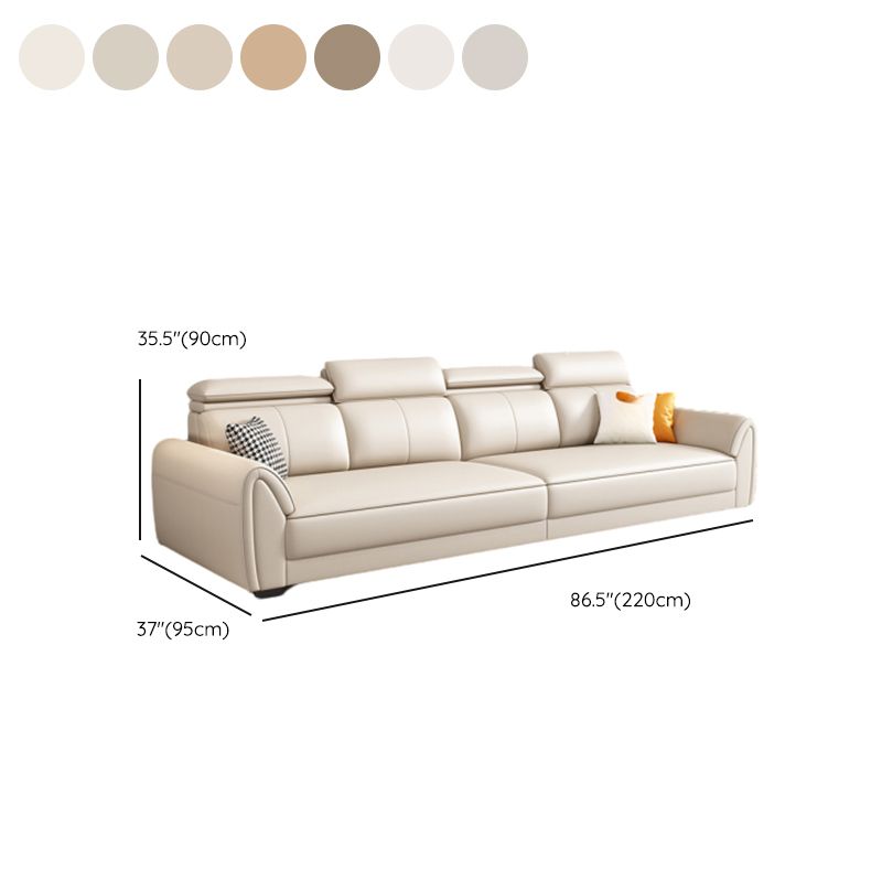 Contemporary Modern Solid Color Stain Resistant Standard Sofa in Light Gray/Light Brown/Tan, Seats 3 with 3 Pillows