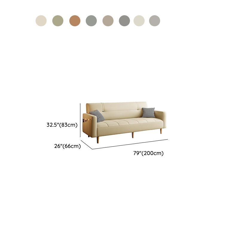 Trendy Solid Color Scratch-immune Convertible Sofa in Grey/Beige/Ecru with Arm, 4-seater/2 People/Seats 3, and 2 Pillows