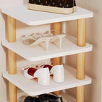 Art Deco Composite Wood Rectangle Shoe Rack, Floor Mounted for 1-20 Pairs in Drawing Room