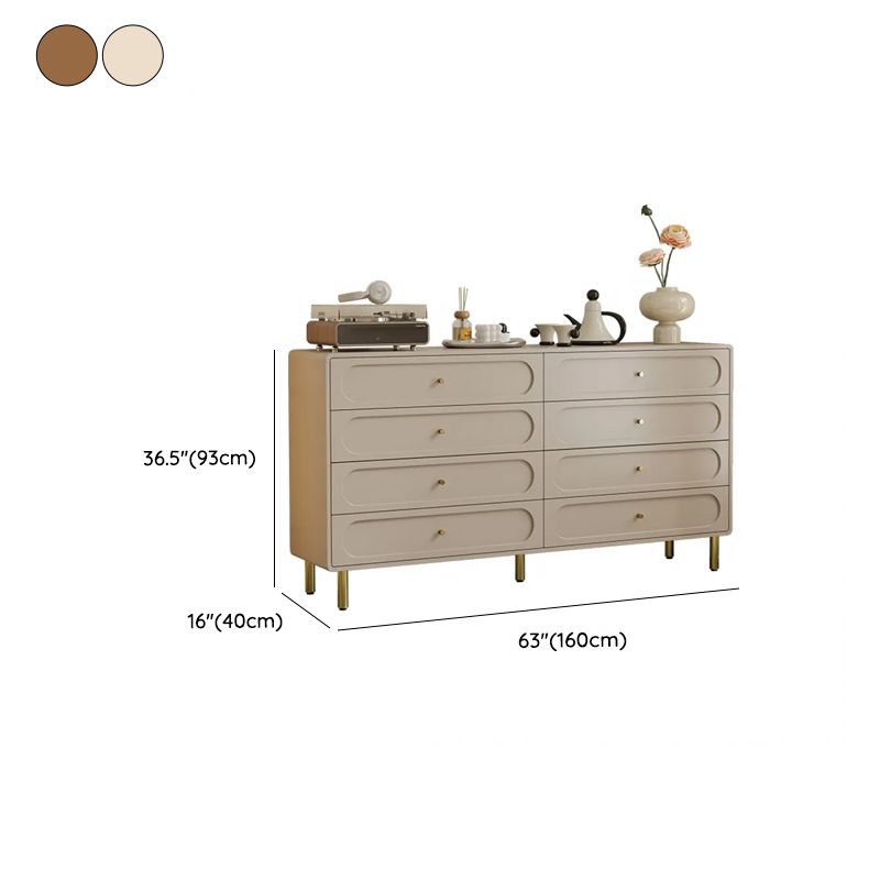 Casual Raw Wood Console Dresser with 8 Drawers in Horizontal Design