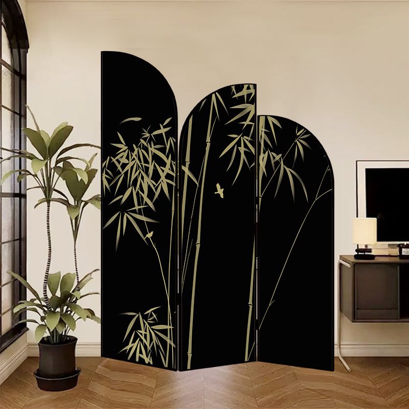 Indoor Opaque Folding Temporary Wall Panels with Natural Wood Frame, 3 Panels, Double Sided Print, Self-supporting