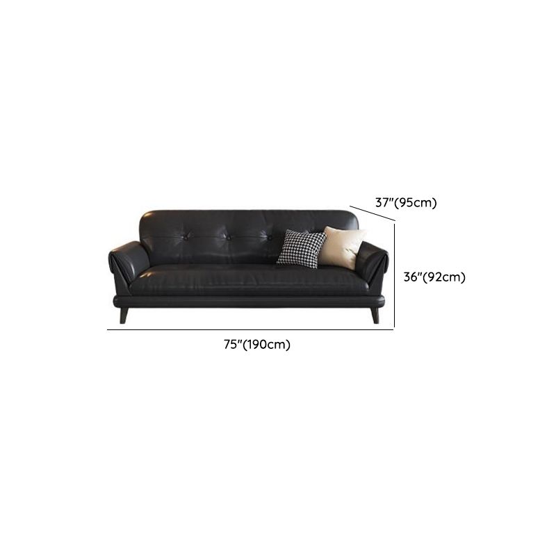 Contemporary Modern Solid Color Stain Resistant Standard Sofa/Loveseat/Single Sofa in Midnight Black, Seats 3/Seats 4/2-seater with 2 Pillows