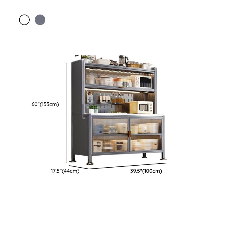 Modern Simple Style Sideboard with Hutch, Narrow Stone Countertop, Adaptable Shelf, and 3/4/5 Doors