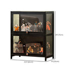 Charcoal Simplistic Bambusa Flooring Curio Cabinet with Sealed Cabinet, 2 Shelves/3 Shelves/4 Shelves, 2 Doors/3 Doors/4 Doors