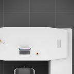 Watertight White Cabinet with 2 Drawers, Stump Base, 1 Exterior Shelf, Cable Management, and Cooling Hole