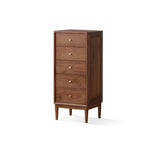 Trendy Walnut Wood Console Dresser/Semainier with 5 Drawers in Horizontal/Vertical Orientation