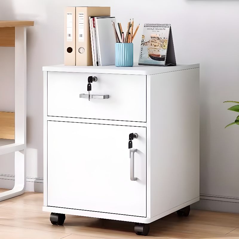 Horizontal Filing Cabinet/Vertical Filing Cabinet in Timber with Soft Close, Key Lock and Roller Wheels in a Casual Style, 2 Shelves/1 Shelf Included/Not Included