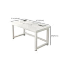 Casual Easy Assembly Writing Desk with Scratch-proof H-Shape Base in Chalk Engineered Wood
