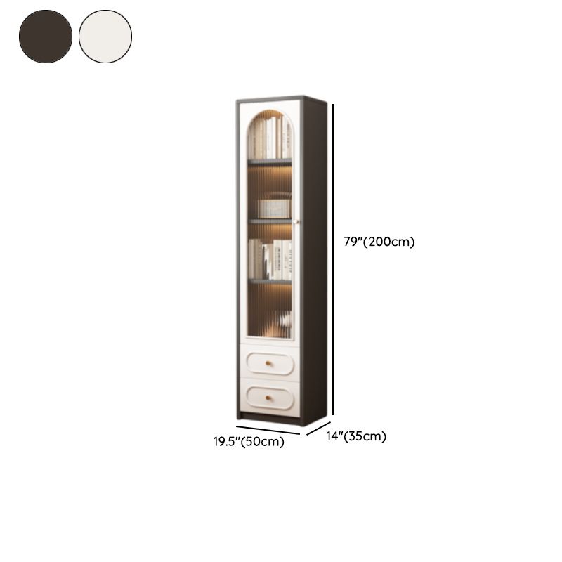 Detached Scratch-immune Accent Cabinet with Glazed Door, Adjustable Shelf, Cabinet Knobs, Soft Close Drawer, and Stain Resistant Finish