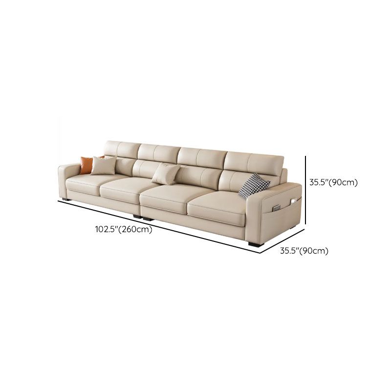 Beige Standard Sofa with Arm and 4 Pillows/3 Pillows