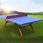 Versatile Ping Pong Table with Synthetic Laminate Top in Ink/Dark Blue/Emerald Green, Includes Paddle for Indoor and Outdoor Use
