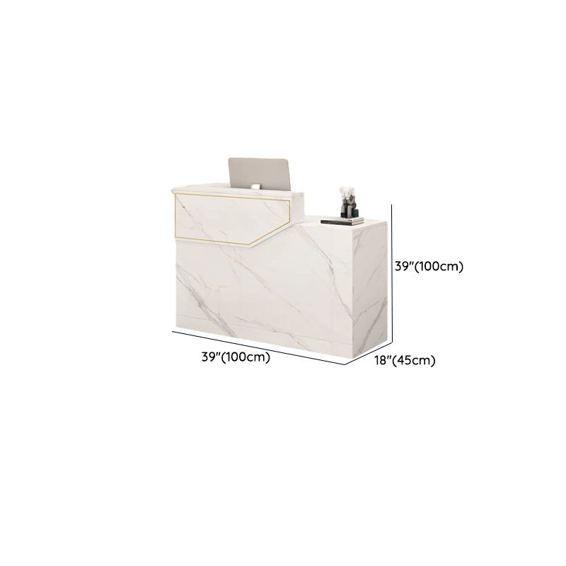 Rectangle Manufactured Wood Top Reception Desk with Locker, Hutch & Cable Management