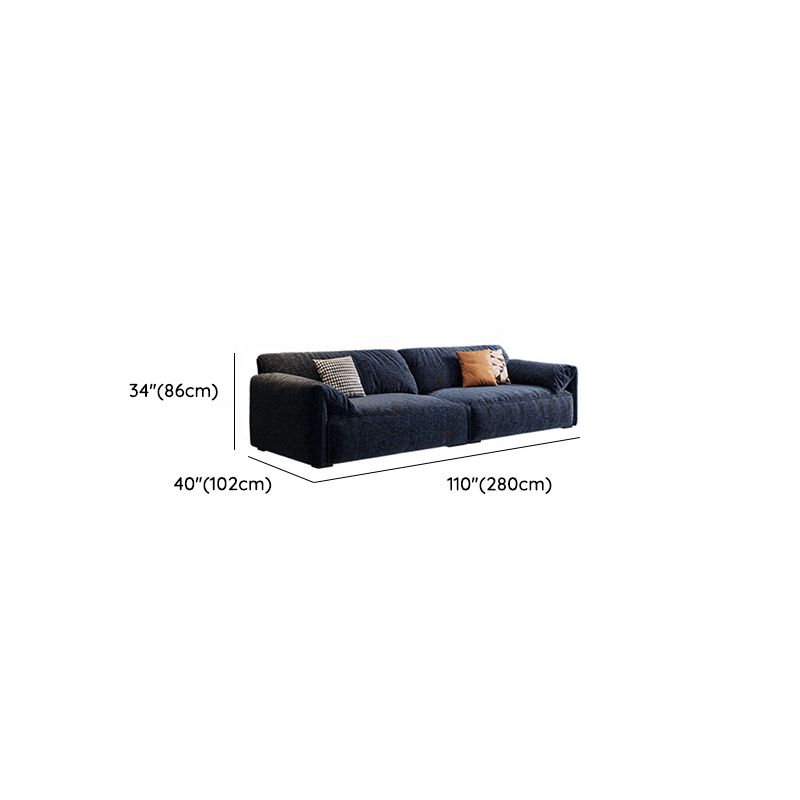 Modish Solid Color Scratch-durable Standard Sofa/Loveseat in Dark Blue, 4-seater/Seats 2 with 3 Pillows
