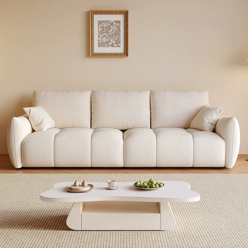 Modish Solid Color Scratch-durable Standard Sofa in White with Seats 5/Seats 4/Seats 3 and 2 Pillows