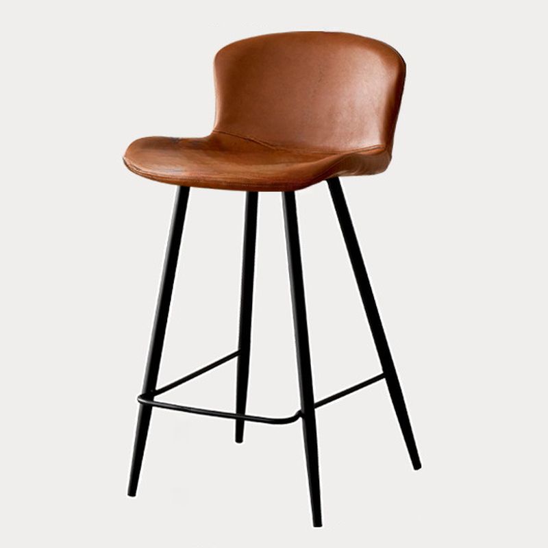 Casual Rawhide Bar Stools in Midnight Black/Jade Green/Caramel with Back Pail Seat and Leg Rest