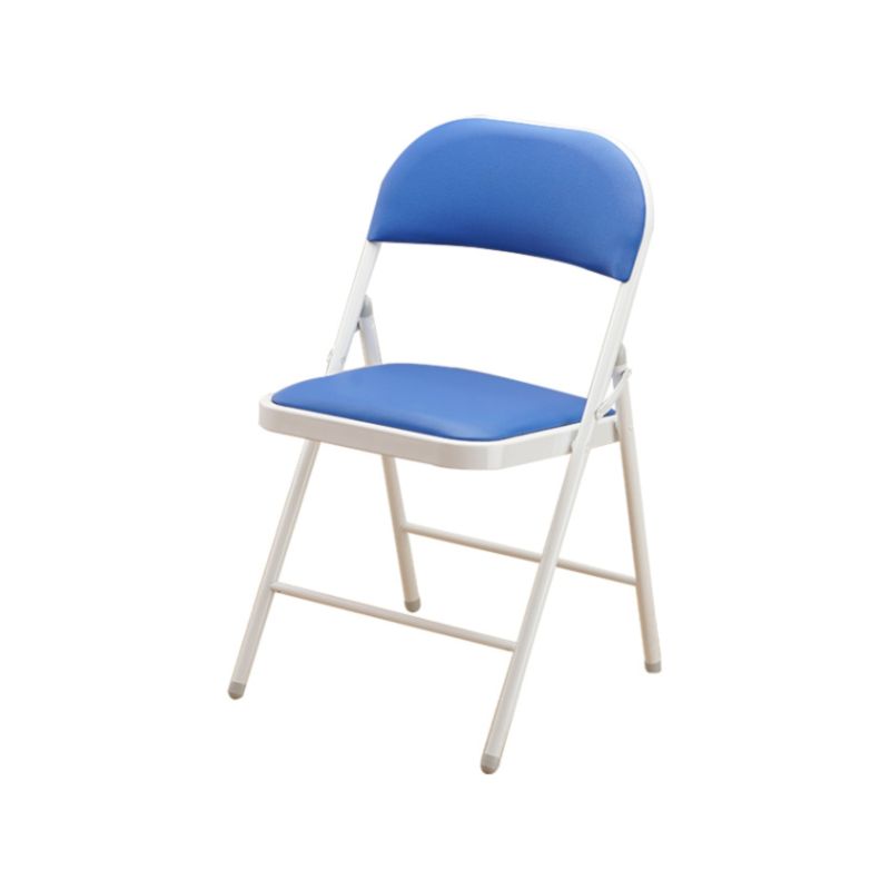 Contemporary Solid Color Side Chair with Ventilated Back, Compact Foldable Metal Frame for Tile Flooring