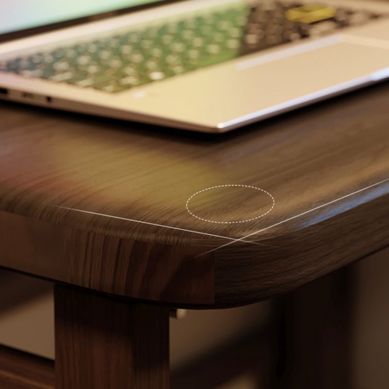 Modern Rectangular Auburn/Unfinished Natural Wood Compact Writing Table