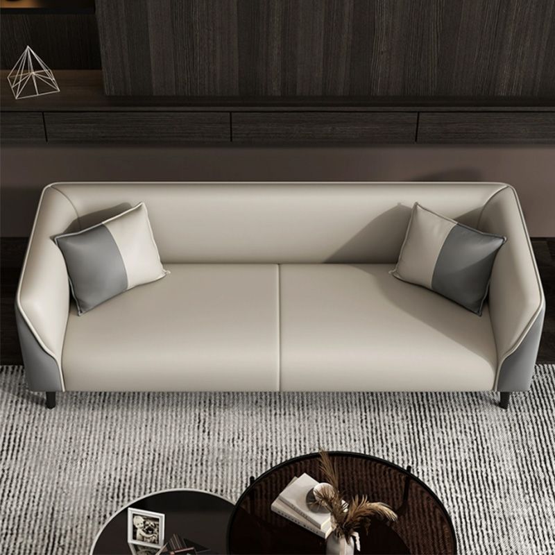 Contemporary Faux Leather Tuxedo Sofa with Water Resistant Design and Foam Seat Cushions