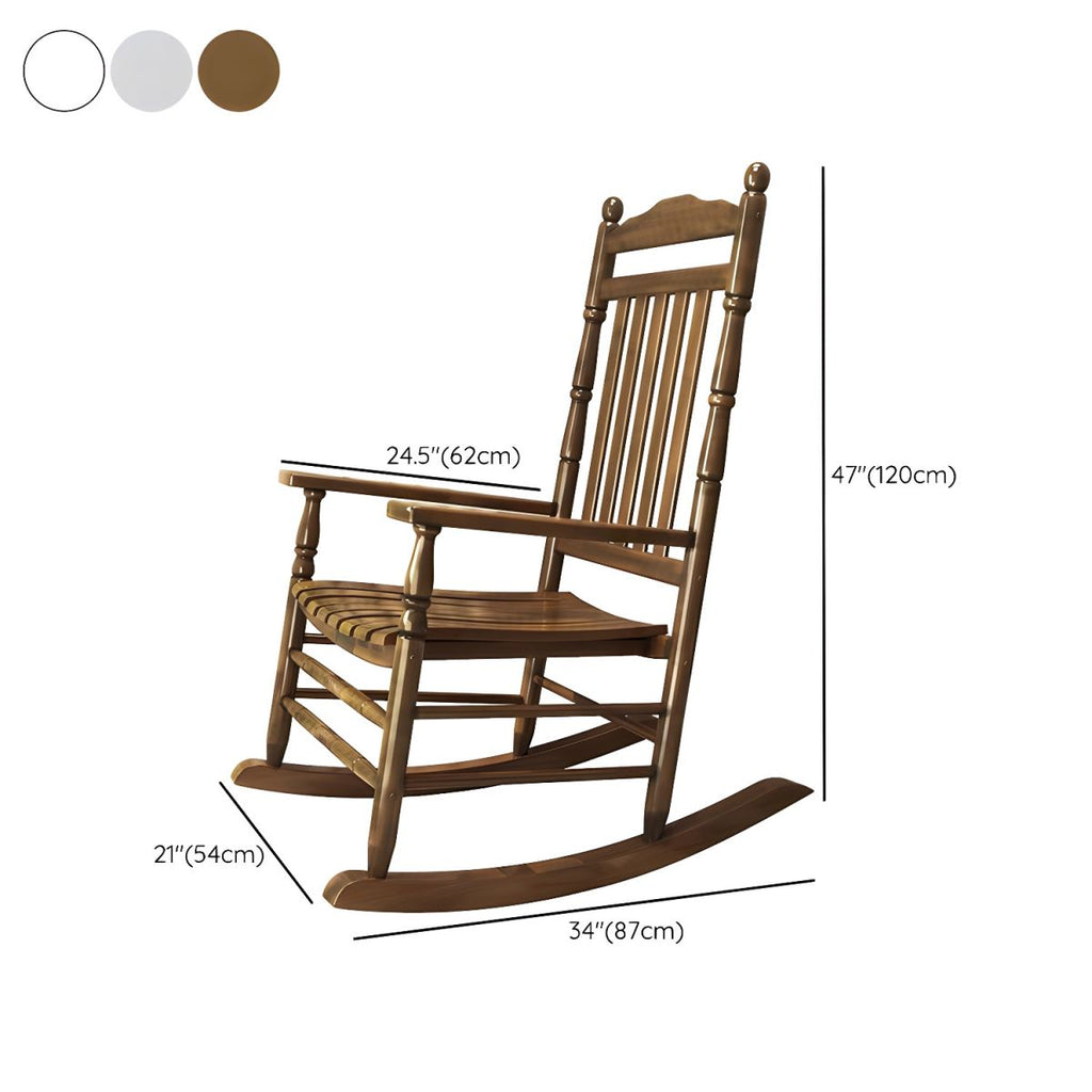Traditional Indoor Wood Rocking Chair in Solid Color with Square Arms