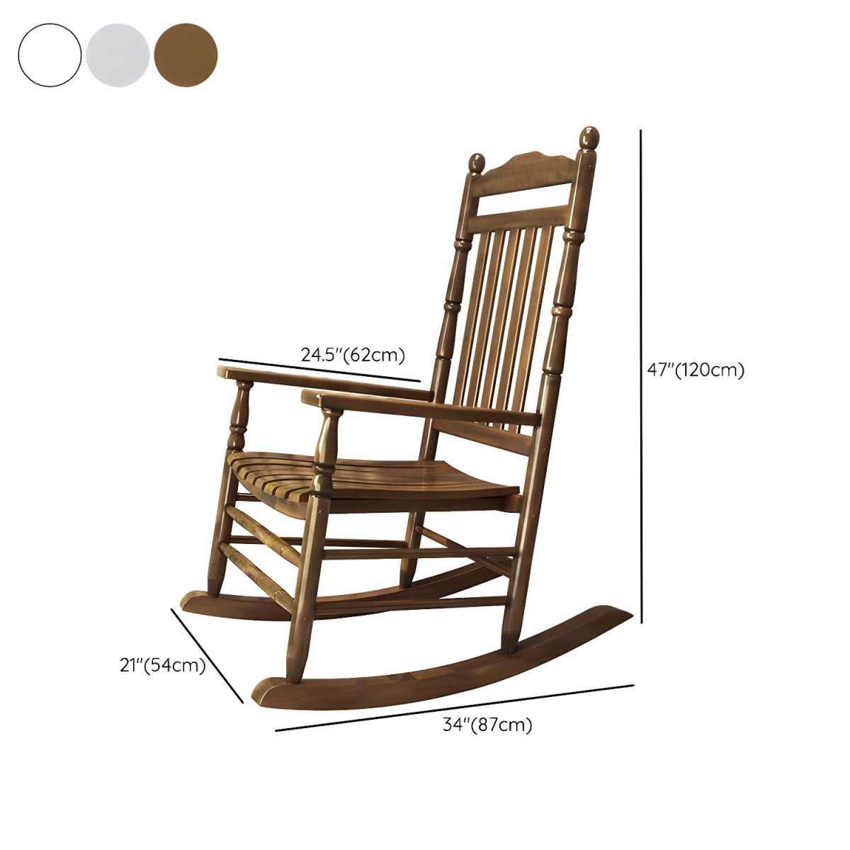 Traditional Indoor Wood Rocking Chair in Solid Color with Square Arms