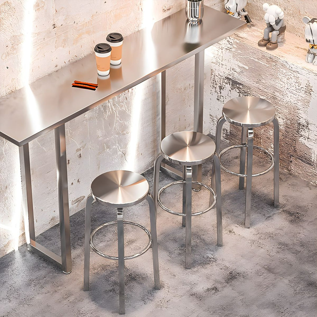 1/2/4 Pieces Silver Stainless Steel Contemporary Bar Pub Table Set