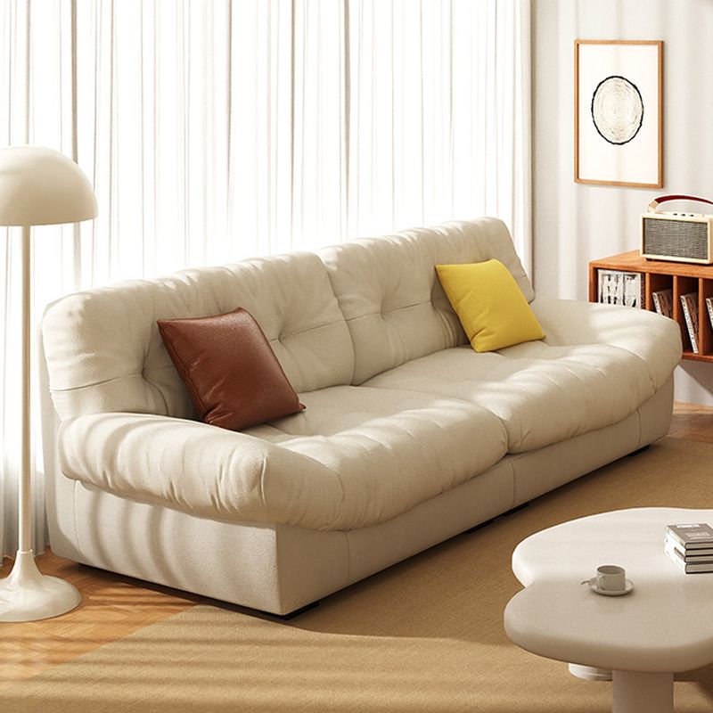 Trendy Solid Color Stain Resistant Standard Sofa in Grey/Olive Green/Amber Color for 2 People with 2 Pillows