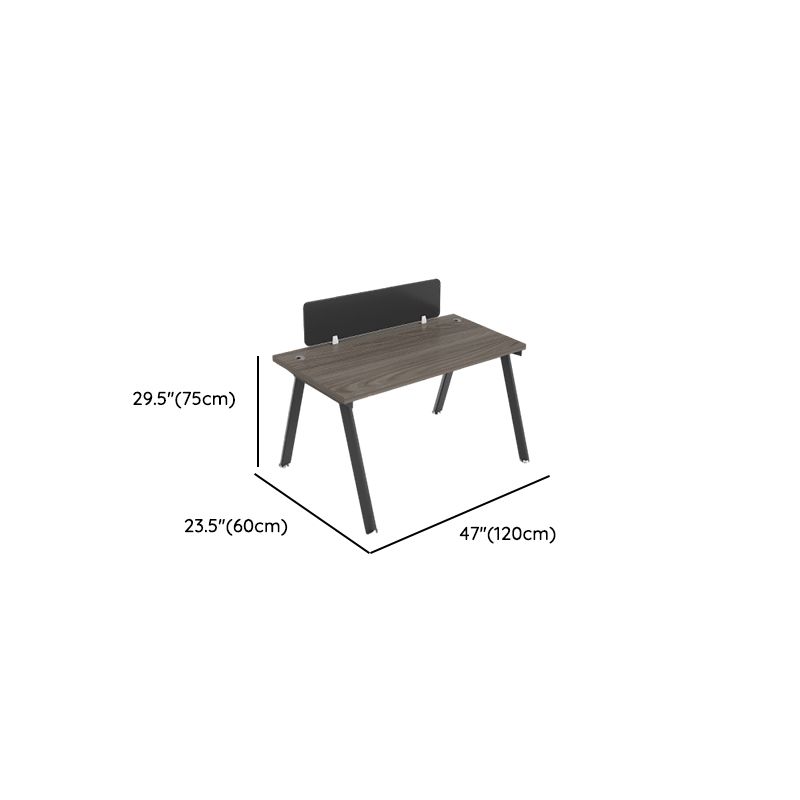 Modern Rectangular Gray Manufactured Wood Writing Table with Cable Management