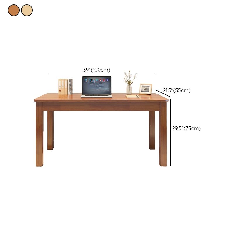 Casual Writing Desk with Easy Assembly, Moisture Resistant Parsons Base in Sepia/Natural, Unattached Rubberwood Top
