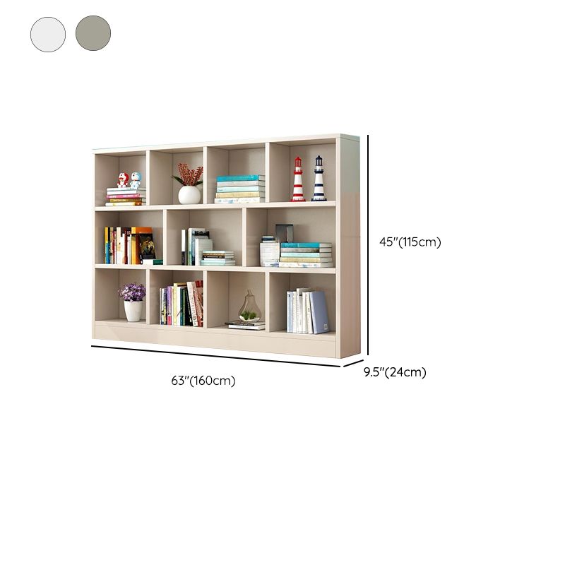 Modern Horizontal/Vertical Cubes Storage in Wood with Closed Back and 3-Shelf/4 Shelves