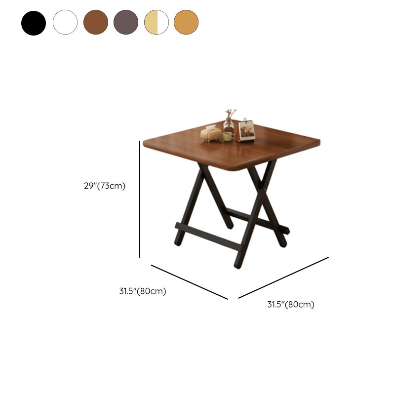 Veneer Dining Table with Crossed Legs, Foldable Square Top for 2-seater/Seating for 4, Scratch Resistant