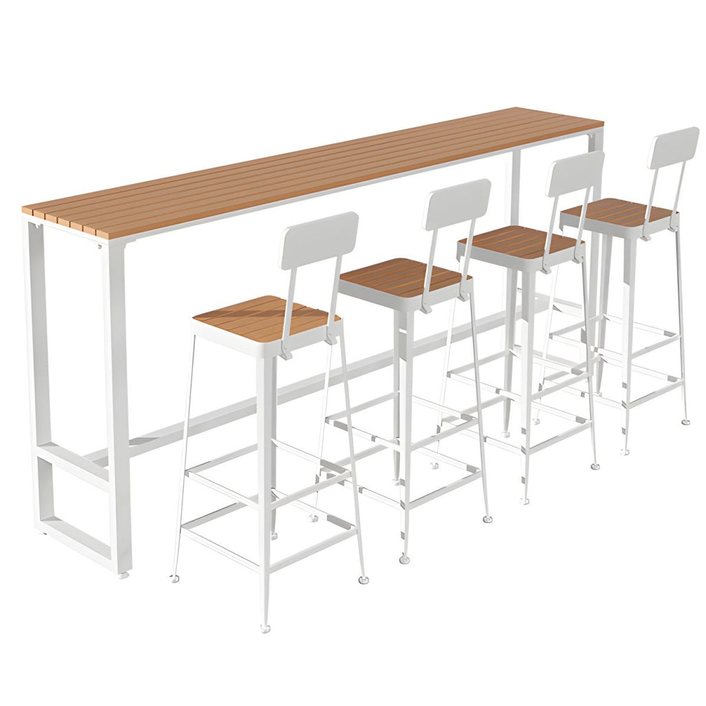 Rectangle Footrest Pub Dining Set 1/4/5 Pieces Outdoor Industrial Bar Pub Table Set