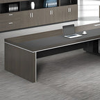 Watertight Office Desk with 2 Drawers, Stump Base, Exterior Shelf, Cable Management, Dark Gray Top, Front Splash, and Cooling Hole