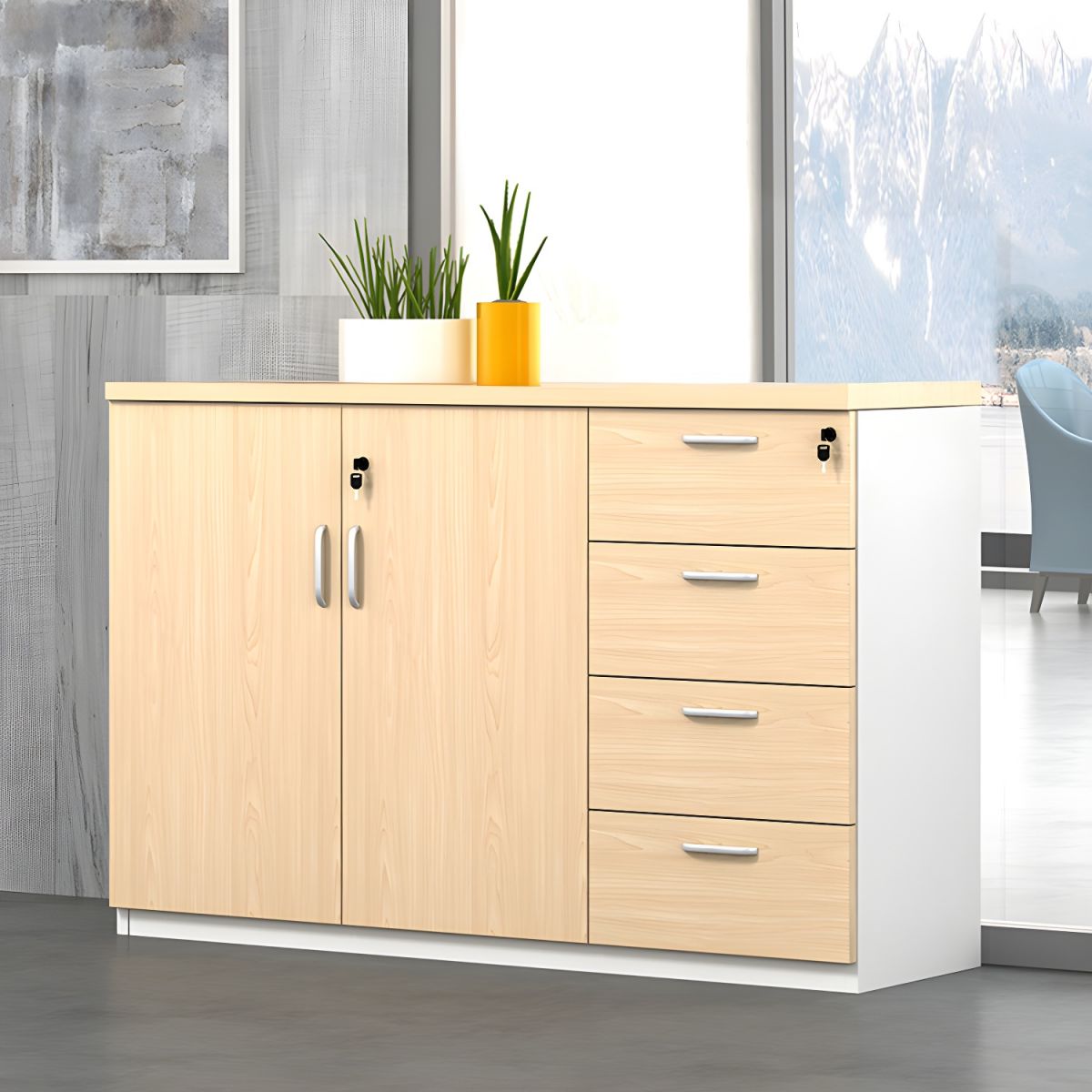 Modern Cabinet Wood with Locking Drawers and Storage Lateral File Cabinet