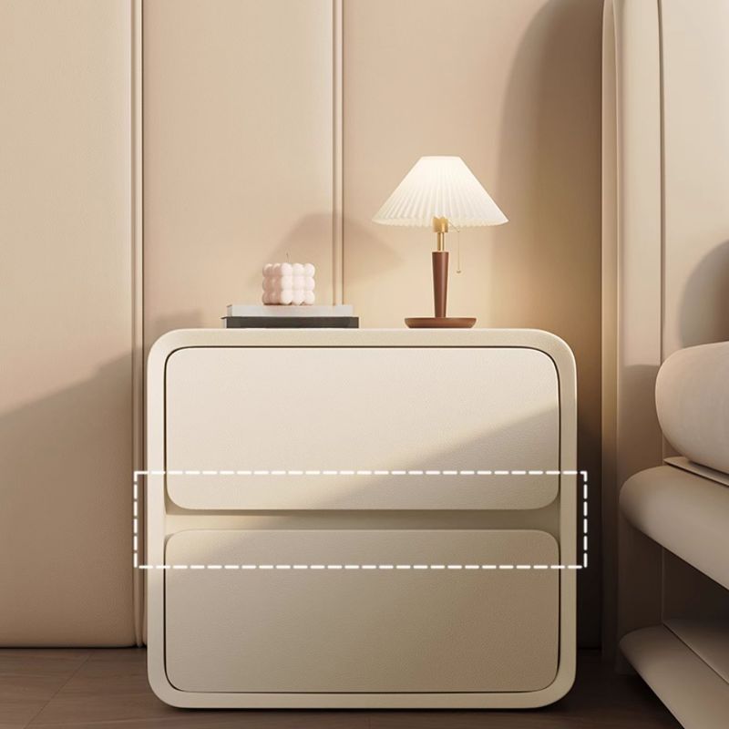 Modish Curved Nightstand with Pleather Countertop