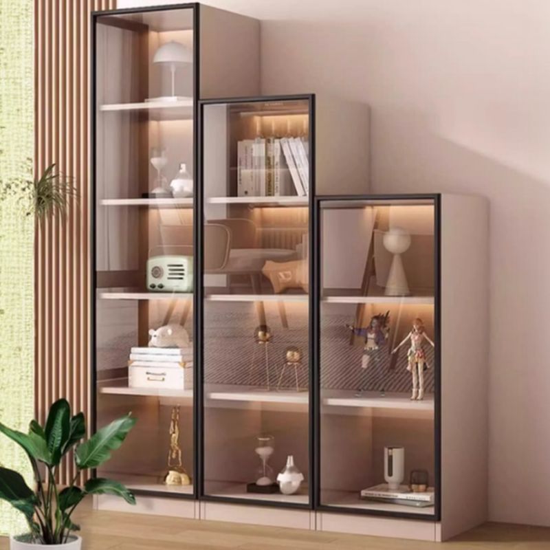 Simple Rectangular Accent Cabinet with Closet, Composite Wood, Glazed Door, and Sand Top