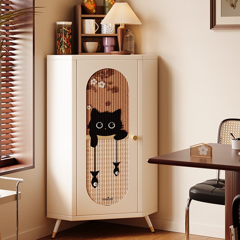 Modern Simple Style Nook Accent Cabinet with Damp-proof Closet, Glazed Door, Cabinet Knobs in Chalk