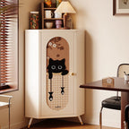 Modern Simple Style Nook Accent Cabinet with Damp-proof Closet, Glazed Door, Cabinet Knobs in Chalk