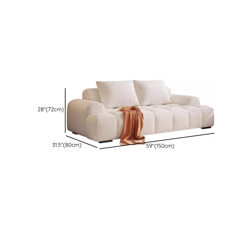 Trendy Beige Solid Color Floor Sofa/Loveseat/Single Sofa 6-Seater /4-seater/Seats 3 with Arm & 2 Pillows, Stain Resistant