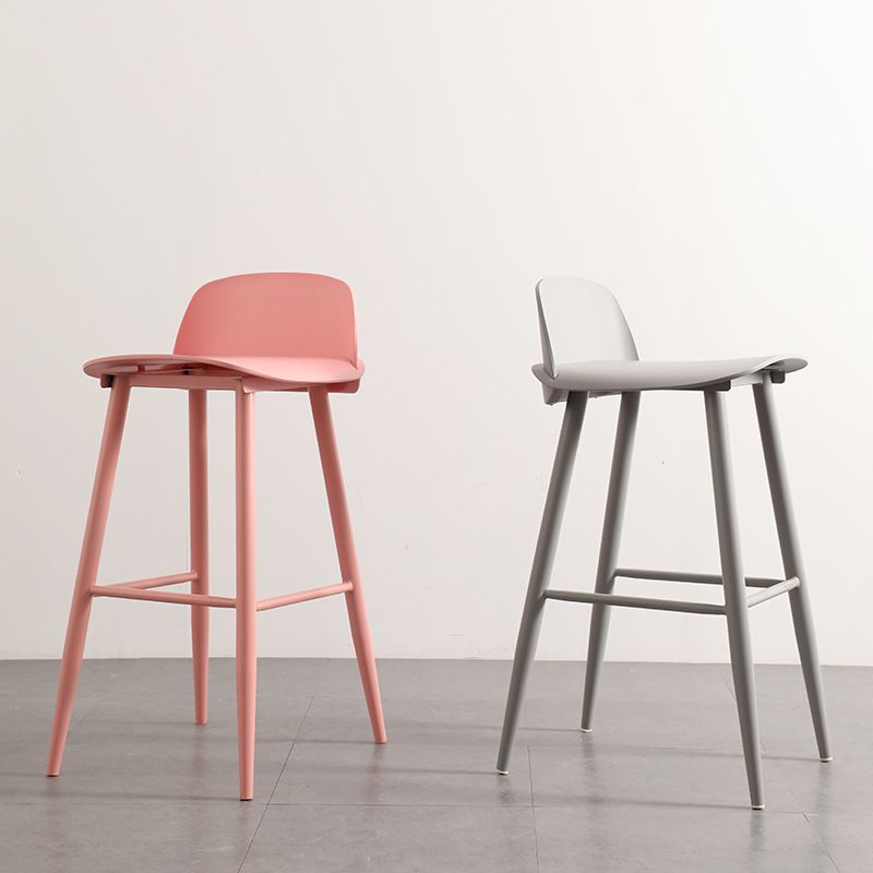 Casual Polymer Bar Stools in Hot Pink/Lemon Color/Light Blue with Back and Pail Seat, Featuring Leg Rest