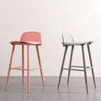 Casual Polymer Bar Stools in Hot Pink/Lemon Color/Light Blue with Back and Pail Seat, Featuring Leg Rest