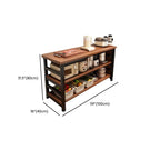 Modish Rectangle Kitchen Island with 3/2 Shelves, Manufactured Wood Countertop, Open Storage in Brown/Natural
