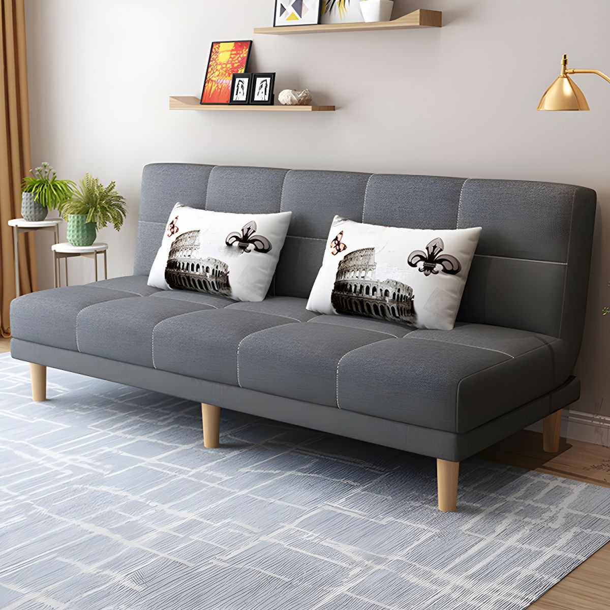 Contemporary Armless Standard Sofa Bed Dual Purpose Sofa for Living Room